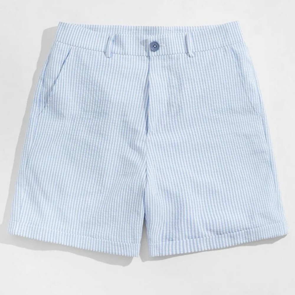 Mens Zipper Fly Cuffed Shorts